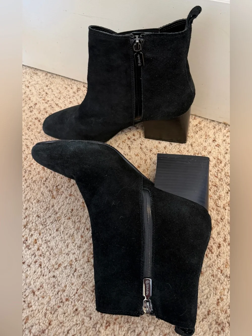 Blondo Waterproof Suede Block Heel Boots in Black, Size 8.5